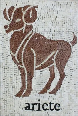 Mosaic Marble Art Tile Stone Ariete Aries Astrology Zodiac Decor • $257