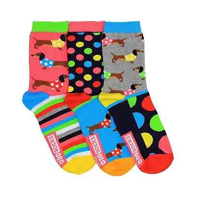 United Oddsocks Sophia Mismatched Dog Dachshund Bright Spots UK 4-8 Womens Socks • $9.31