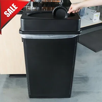 $90.08 • Buy 23 Gallon Heavy Duty Black Plastic Slim Restaurant Kitchen Trash Can Swing Lid