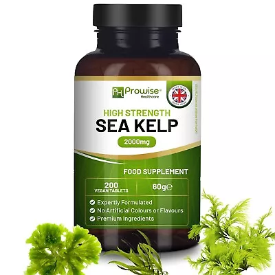 PROWISE Sea Kelp 2000mg - 200 Vegan Tablets. Natural Source Of Iodine. UK Made. • £7.99