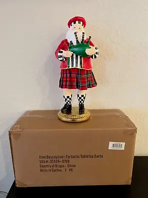 MacKenzie Childs Tartastic Tabletop White Santa Christmas Decoration NEW In BOX • $149