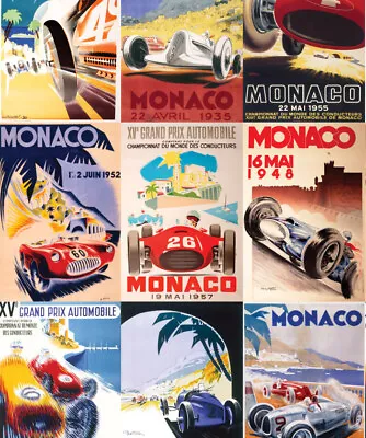 F1 MONACO CLASSIC MONTAGE WALL ART COVERING 30x20 Inch Canvas Framed UK • £21.99