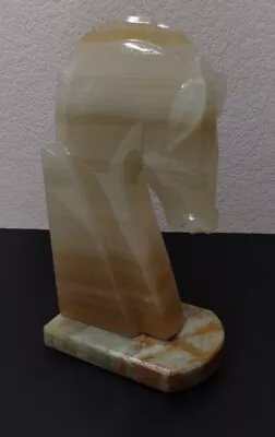 1 Vintage Trojan Horse Head Bookend Carved Onyx Rock Marble Stone Book End • $9.90