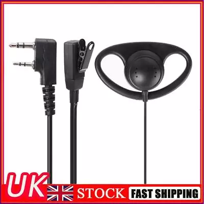 2 Pin D-Shape Earpiece W/ PTT Mic For Baofeng Kenwood Walkie-talkie (PVC) • £5.15