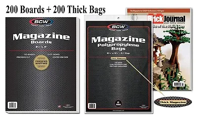  200 BCW THICK Magazine Protection Poly Bags Sleeve + Boards Safe Long Storage • $47