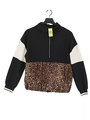 Zara Women's Hoodie XS Black Animal Print Polyester With Elastane Pullover • £14