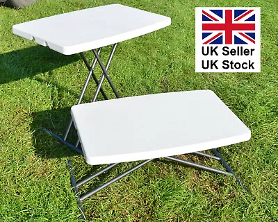 Small Folding 3 Height Adjustable Camping Table Blow Moulded Folds Flat • £23.99