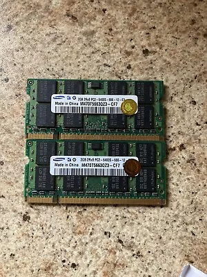 £10.95 • Buy 4GB (2x 2GB) Samsung DDR2 6400 800MHz Laptop RAM SODIMM