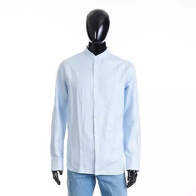 BRIONI 650$ Mandarin Collar Dress Shirt - Longsleeve Cotton & Linen • $490