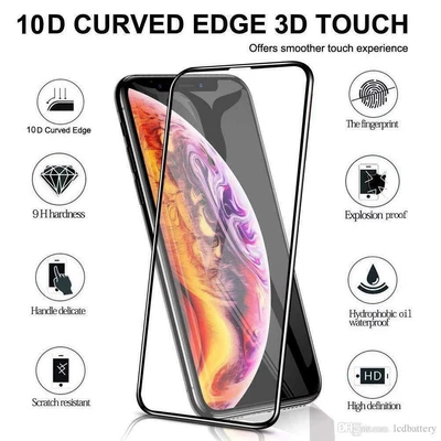 £4.95 • Buy For IPhone Models 11D Full Glue Curved Tempered 9h Glass Screen Protector Balck