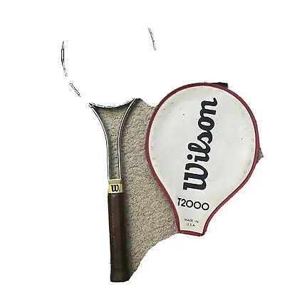 Wilson T2000 Steel Tennis Racket Strung With Cover VINTAGE 4 3/4  NICE Sports • $30