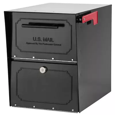 Oasis Classic Black Extra Large Steel Locking Post Mount Parcel Mailbox With • $138.04