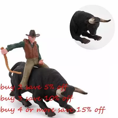 Toy Children Gifts Character Model Animal Toys Bull Rider Rodeo Bull PVC Model • $21.26