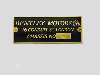 Vintage Bentley Motors 1931 Chassis Plate Brass Badge Enamel • $124.70