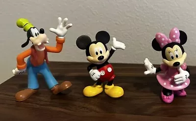 Disney Mickey Mouse Toy Figure 3  Tall Set Of 3 JP China Goofy Minnie Mouse • $14.97