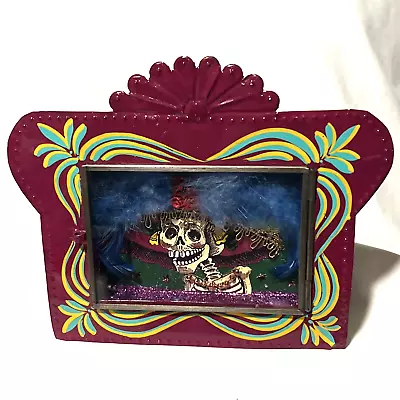 Mexican Painted Tin Nicho Catrina Mediano Frame • $30.38