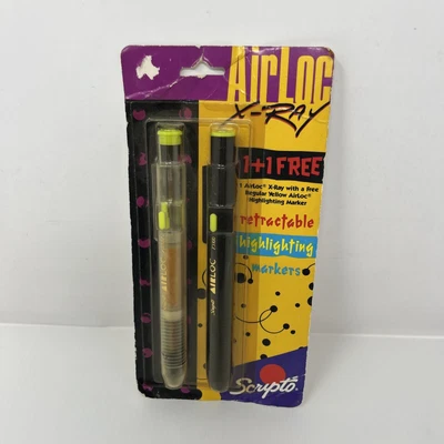 $17.99 • Buy Scripto Highlighting Markers Air Loc X-Ray 2-Pack 1991 Vintage Sealed NOS Japan