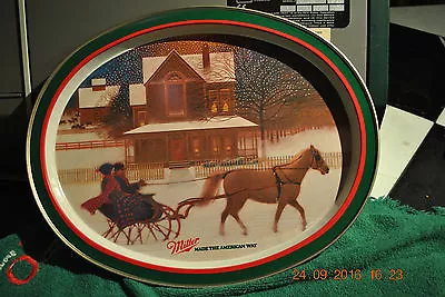 Miller Beer  Made The American Way   Vintage Beer Tray Winter     Perfect   • $8.50