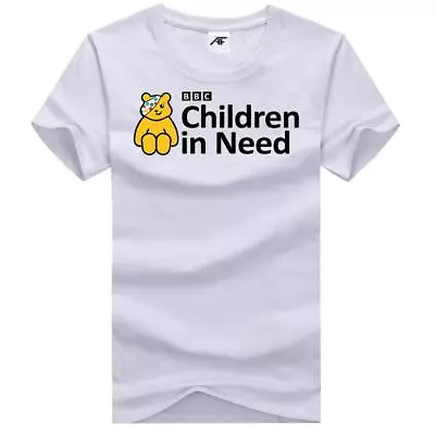 Men's Children In Need Bear Printed T-Shirts Crew Neck Novelty Cotton Tees Tops • £9.98