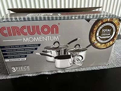 Circulon Momentum Non-Stick Stainless Steel Saucepan & Lid Set - 3 Pieces • £90