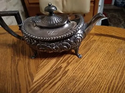 Antique Meriden B Company Quadruple Silverplated Teapot  Fruit Strain Spout • $95