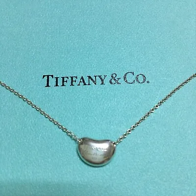 Used Tiffany & Co. Elsa Peretti Bean Pendant Sterling Silver 925 Chain Necklace • $90.10