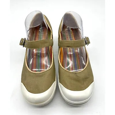 DANSKO Vegan Clogs Womens Valerie Mary Jane Canvas Khaki Shoes Bucle 39 US 8.5-9 • $27.99