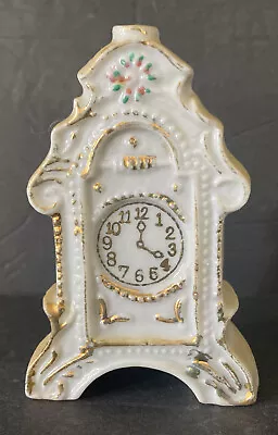 Vintage H Kato Mantel Clock Ceramic Porcelain Figurine Occupied Japan #2657 • $17.95