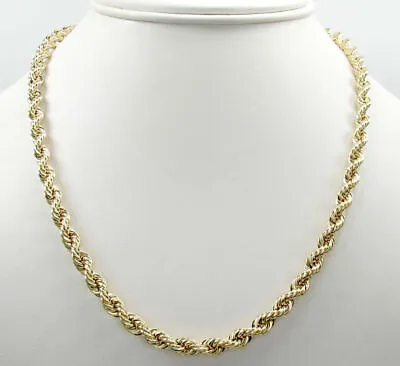 10K Solid Yellow Gold 4mm Rope Chain Thick Necklace 16  18  20  22  24  26  30  • $399.99