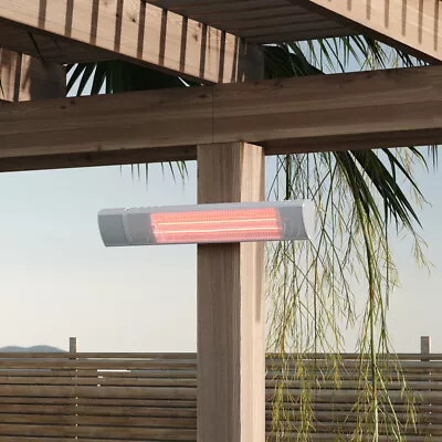 Indoor Outdoor Patio Heater Wall Mounted Electric 3 Levels Halogen Heater Remote • £58.95