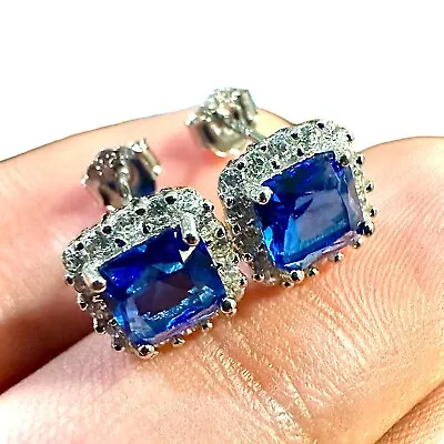 Tanzanite Earrings Sterling Silver 925 Stud Earrings For Women Lab-created Gift • $14.98