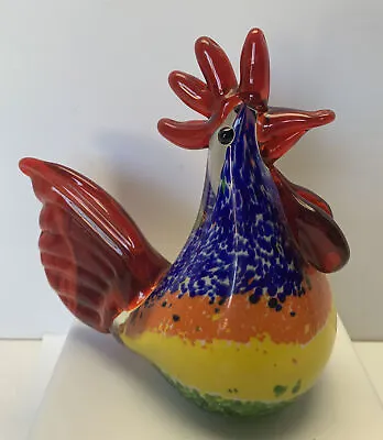 Murano Style Millefiori Art Glass Rooster Hand Blown Figurine 5.5” Tall • $31.50