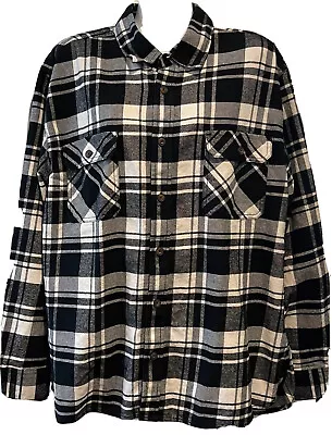 Jachs Mfg. Black White Plaid Heavy Cotton Heritage Flannel Shirt - Mens XXL • $11.34