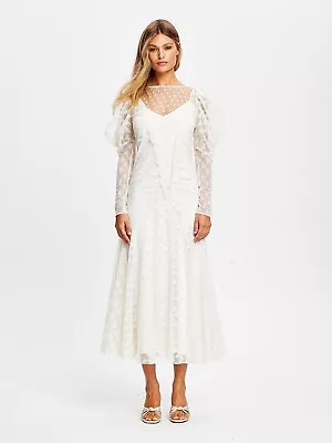 Bnwt Alice Mccall Cream Moon Sister Midi Dress - Size 14 Au/10 Us (rrp $450) • $128