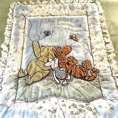 Vintage Winnie The Pooh Baby Blanket Comforter Ruffles Crib Classic 35 X 43 • $55