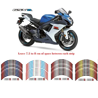 Wheel Rim Stripes Decals Tape Stickers For SUZUKI GSXR GSX-R 600/750/1000 125 • $16.10