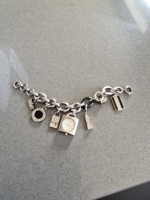 £10 • Buy Ladies DKNY Vintage Silver Chunky Charm Bracelet Watch With Original Box