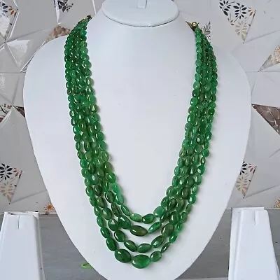 AAA Zambian Emerald Oval Beads Necklace Emerald Gemstone 16 To 20 Inch Emerald • $162