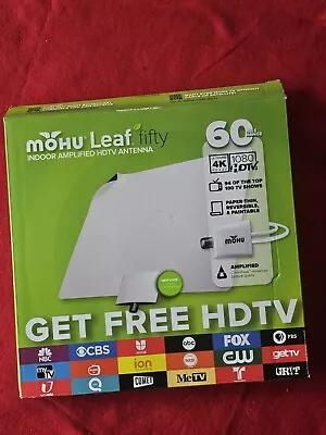 Mohu Leaf Fifty Amplified Indoor HDTV Antenna 60 Mile Range MH-110584 Open Box • $28.99