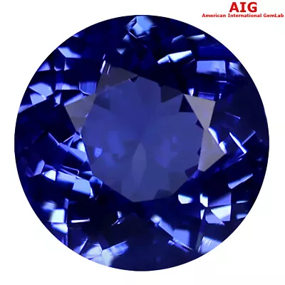2.78 Ct AIG Certified AAAA Grade  Round Cut (9 X 9 Mm) Violetish Blue Tanzanite • $788.99