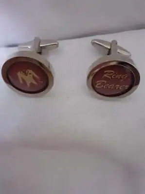 $9.01 • Buy New Round Brown   Ring Bearer   Tux Cufflinks Hmtux8rb/130.22  Free Pouch