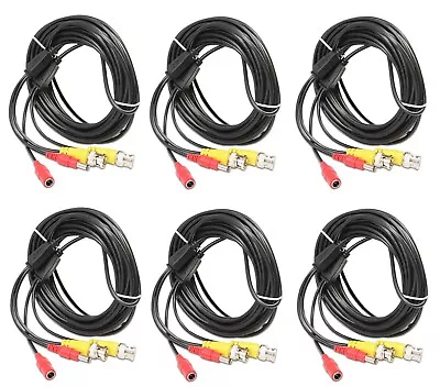 6 Pack 25 Feet Black Video And Power BNC Cables For CCTV Security Camera • $34.60