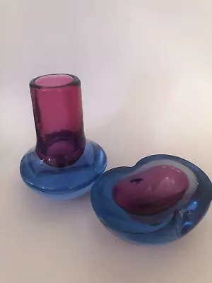 Murano Glass Vintage  MCM Stunning Matching Bowl And Vase • $80