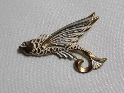 Vintage Flying Fish Brooch Gold & Silver Tone • $12.95