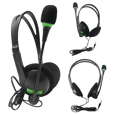 USB / 3.5MM Wired Office Headset Headphones With Mic Microphone Call Center UK • £6.54