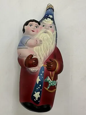 Vtg Vaillancourt Folk Art 1997 German Glass Starlight Santa Ornament Christmas • $45