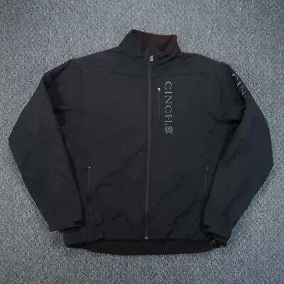 Cinch Jacket Mens XXL Black Full Zip Pockets Lined Softshell Bonded 2XL * • $65.80