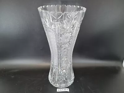 Solid Flower Vase Star Pattern Glass Antique H: 25.8cm #237351 • £16.98