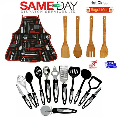 £2.75 • Buy New Kitchen Apron And Cooking Utensil Set Stainless Steel, Wooden Gadget Tools
