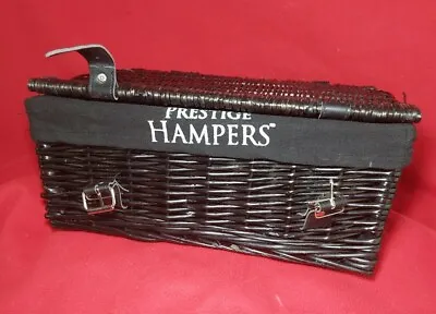 £15 • Buy Prestige Hamper Black Wicker Basket With Liner. Leather Clasps And Hinges